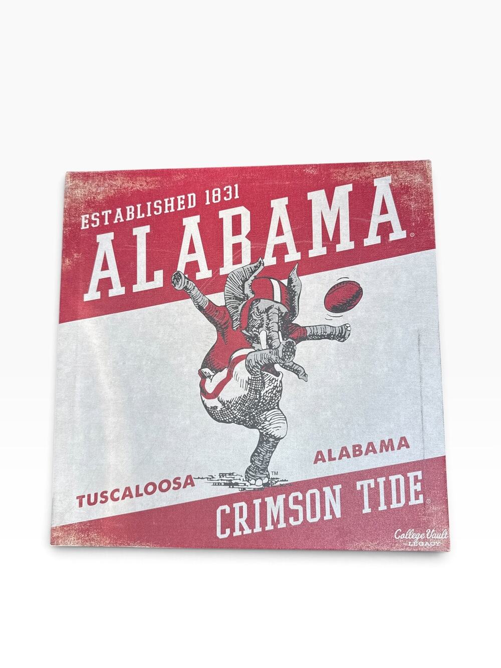 Alabama Crimson Tide Retro Elephant Canvas Wall Art 14x14 College Vault NCAA
